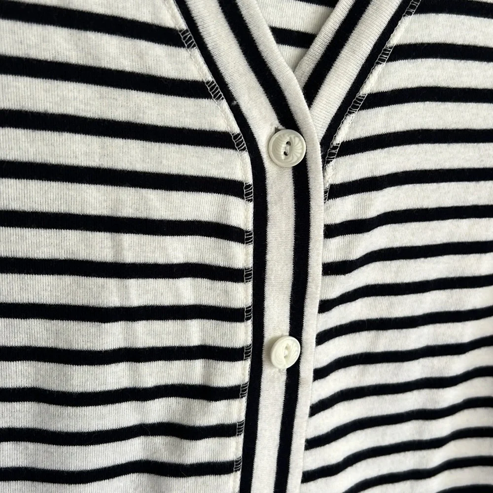 Eddie Bauer Striped Cardigan Sweater lightweight petite medium